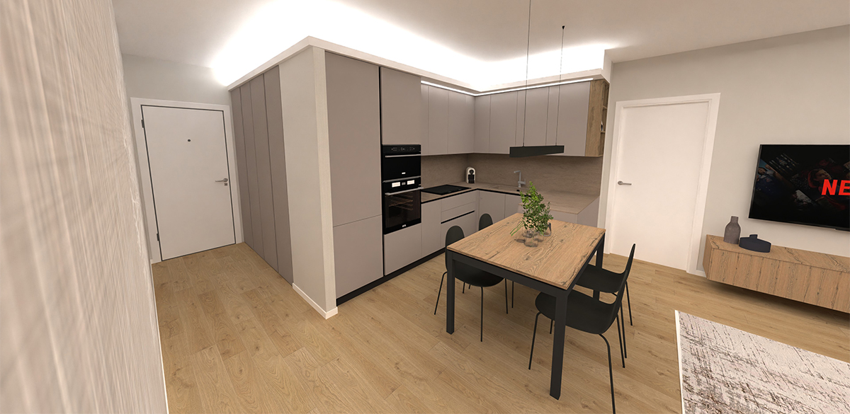 Soggiorno con cucina abitabile Trilocale - Residenza Antares di Albino