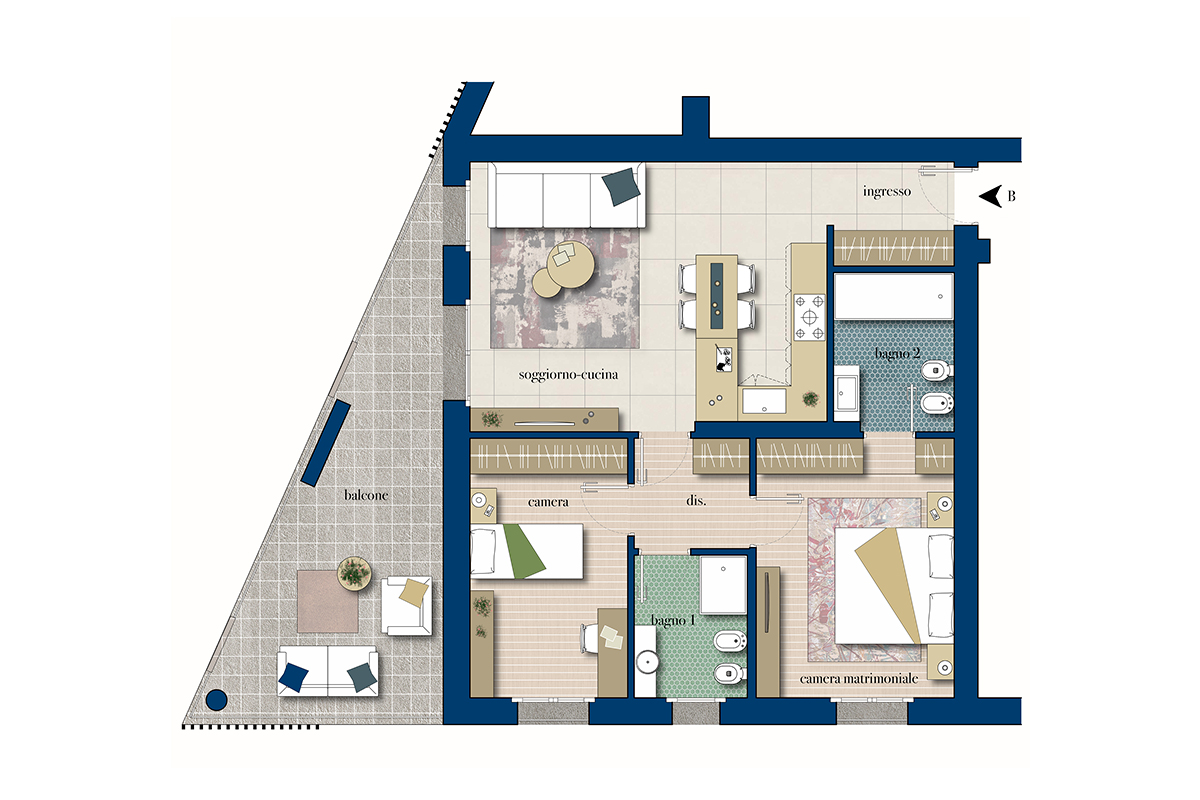 Planimetria Trilocale 2B